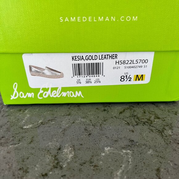 Sam Edelman Kesia espadrille flats in gold leather. - Picture 6 of 7